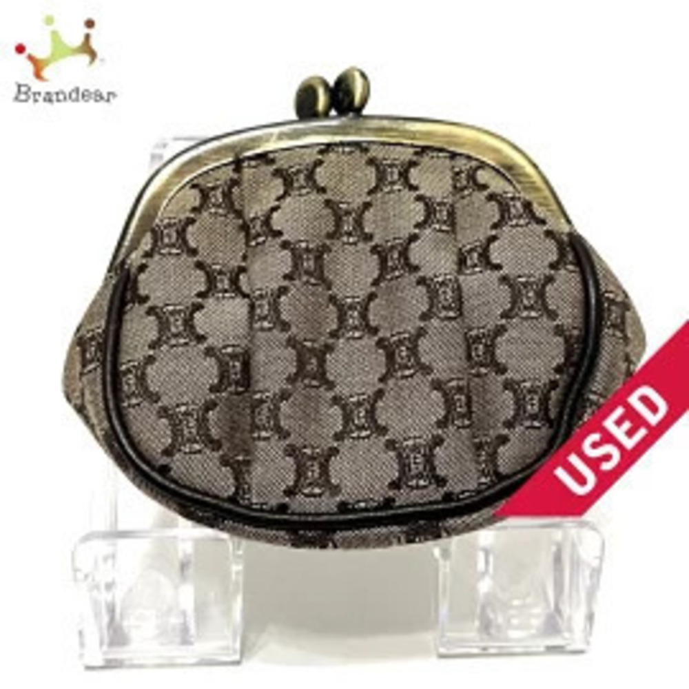 Celine Macadam coin case Wallet Clasp Closure Dark Brown x Jacquard Leather